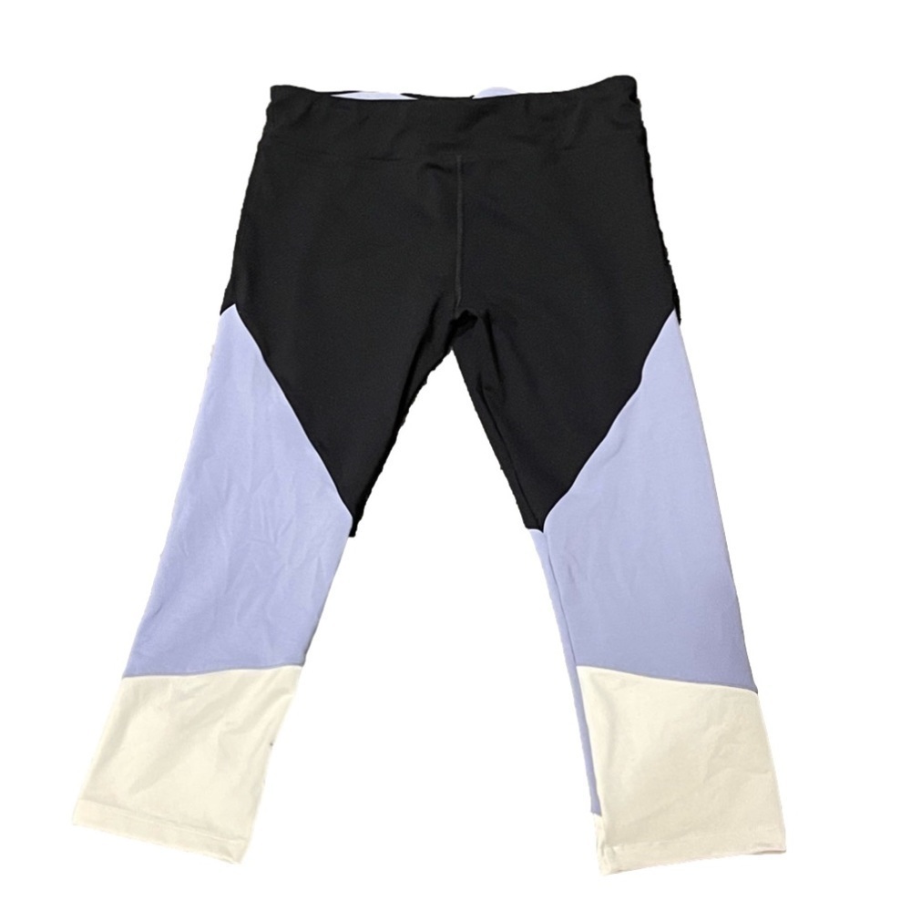 Lorna Jane Black/Blue/White Cropped Leggings Size 8